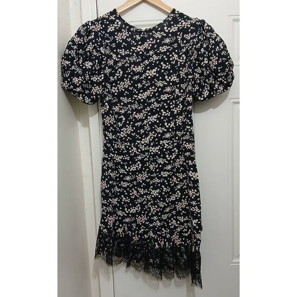 Elisabetta franchi abito Donna womens medium floral mini black cream blossoms - Picture 5 of 10